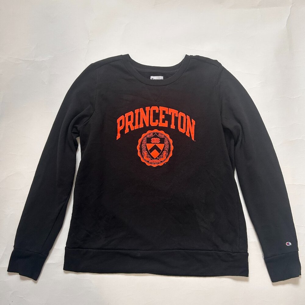 Champion Princeton University Sweatshirt sz XL Black Orange Crew Neck Ivy League